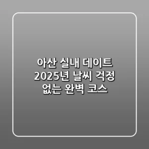 아산 실내 데이트: 2025년 날씨 걱정 없는 완벽 코스
