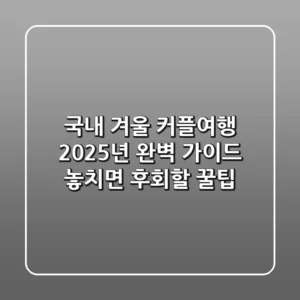 국내 겨울 커플여행, 2025년 완벽 가이드! 놓치면 후회할 꿀팁