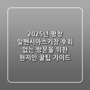 2025년 평창 알펜시아스키장, 후회 없는 방문을 위한 현지인 꿀팁 가이드