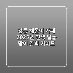 강릉 해돋이 카페: 2025년 인생 일출 맞이 완벽 가이드