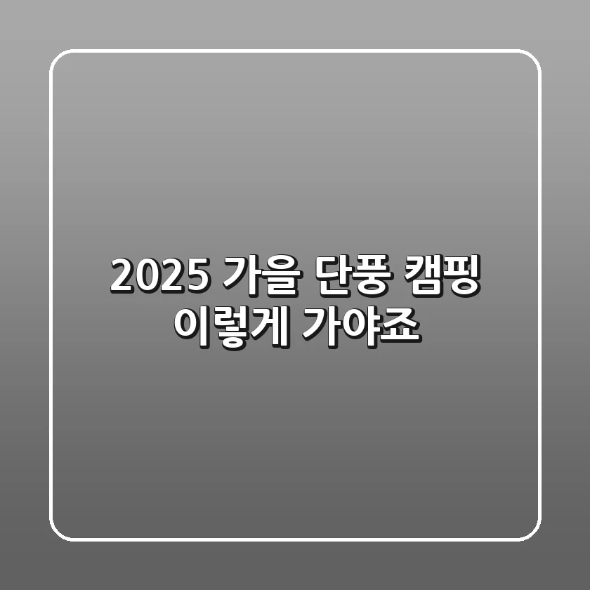2025 가을 단풍 캠핑, 이렇게 가야죠!