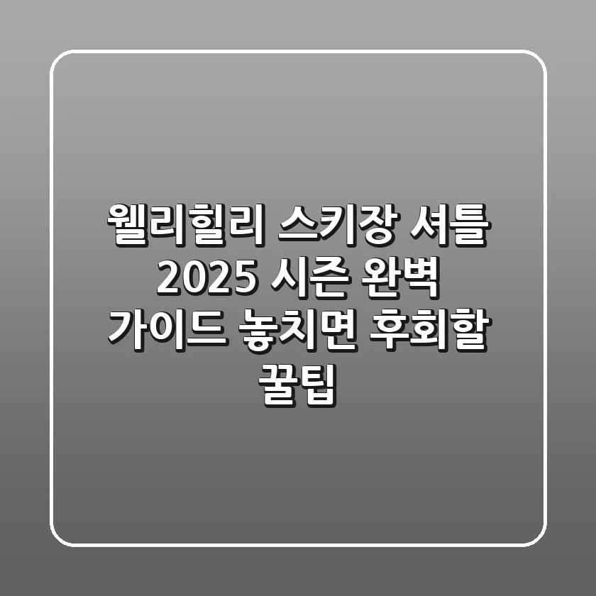 웰리힐리 스키장 셔틀, 2025 시즌 완벽 가이드 (놓치면 후회할 꿀팁!)