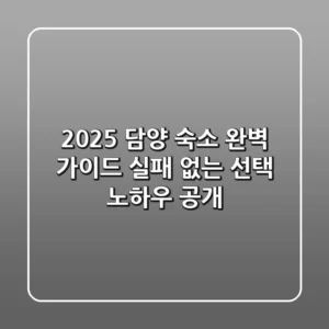2025 담양 숙소 완벽 가이드: 실패 없는 선택 노하우 공개!