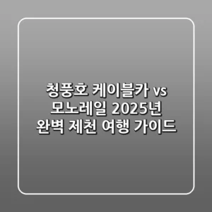 청풍호 케이블카 vs 모노레일: 2025년 완벽 제천 여행 가이드