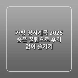 가평 명지계곡 2025, 숨은 꿀팁으로 후회 없이 즐기기