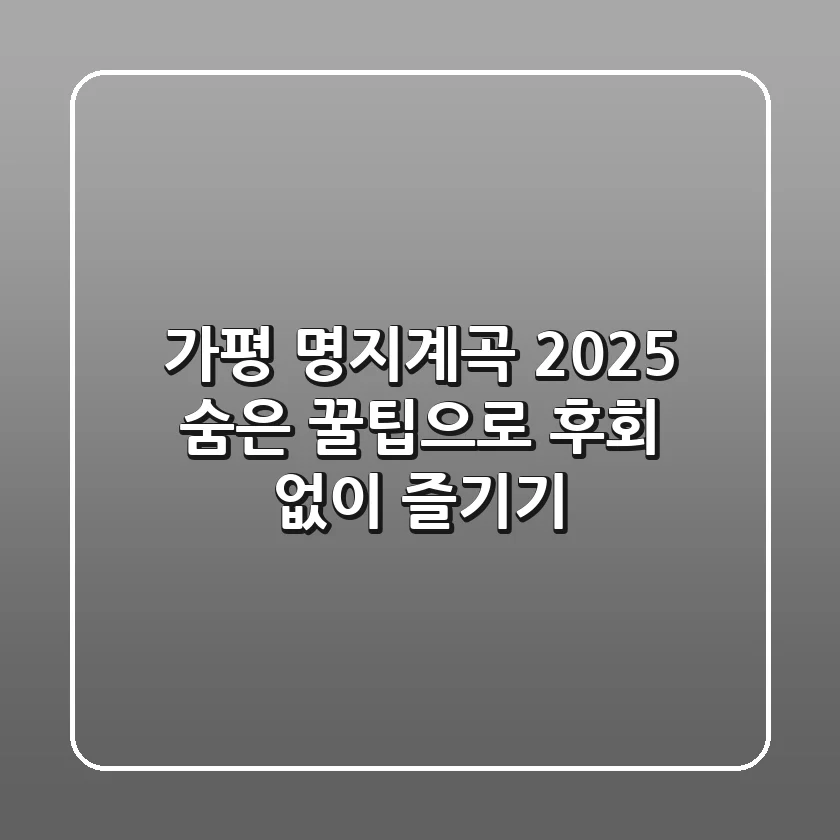 가평 명지계곡 2025, 숨은 꿀팁으로 후회 없이 즐기기