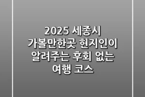 2025 세종시 가볼만한곳: 현지인이 알려주는 후회 없는 여행 코스
