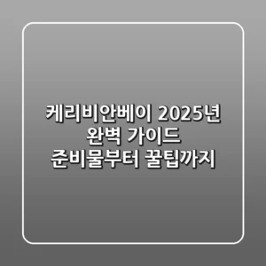 케리비안베이 2025년 완벽 가이드: 준비물부터 꿀팁까지!