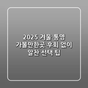 2025 겨울 통영 가볼만한곳, 후회 없이 알찬 선택 팁