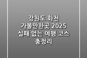 강원도 화천 가볼만한곳 2025, 실패 없는 여행 코스 총정리