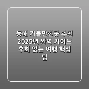 동해 가볼만한곳 추천, 2025년 완벽 가이드! 후회 없는 여행 핵심 팁