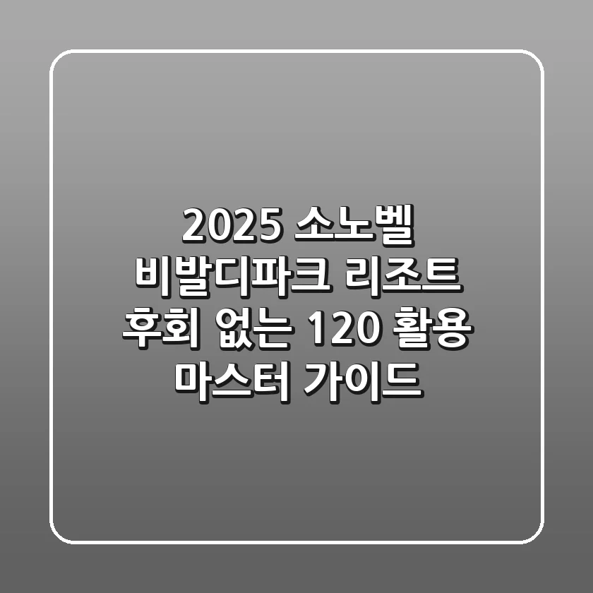 2025 소노벨 비발디파크 리조트, 후회 없는 120% 활용 마스터 가이드