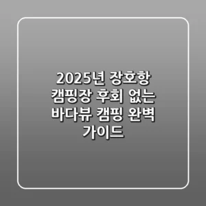 2025년 장호항 캠핑장, 후회 없는 바다뷰 캠핑 완벽 가이드