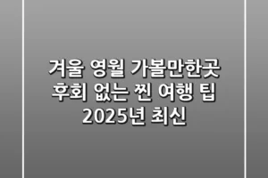 겨울 영월 가볼만한곳, 후회 없는 찐 여행 팁 (2025년 최신)