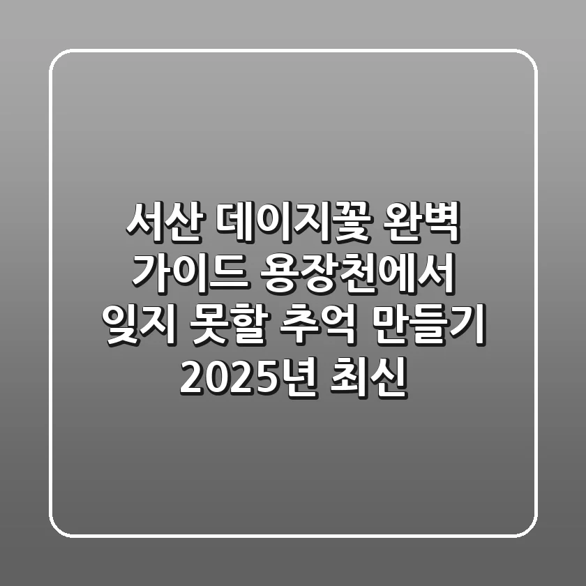 서산 데이지꽃 완벽 가이드: 용장천에서 잊지 못할 추억 만들기 (2025년 최신)