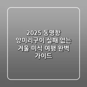 2025 동명항 양미리구이, 실패 없는 겨울 미식 여행 완벽 가이드