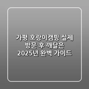 가평 호랑이캠핑, 실제 방문 후 깨달은 2025년 완벽 가이드