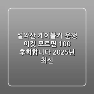 설악산 케이블카 운행, 이것 모르면 100% 후회합니다 (2025년 최신)