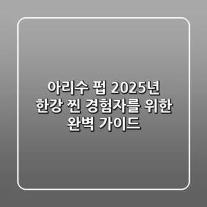 아리수 펍: 2025년 한강 찐 경험자를 위한 완벽 가이드