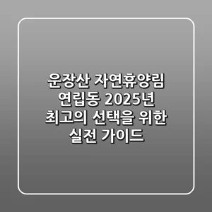운장산 자연휴양림 연립동, 2025년 최고의 선택을 위한 실전 가이드