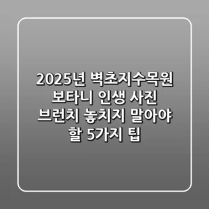 2025년 벽초지수목원 보타니: 인생 사진 & 브런치, 놓치지 말아야 할 5가지 팁