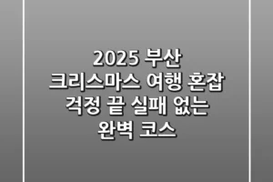 2025 부산 크리스마스 여행: 혼잡 걱정 끝! 실패 없는 완벽 코스
