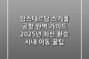 암스테르담 스키폴 공항 완벽 가이드: 2025년 최신 환승 & 시내 이동 꿀팁