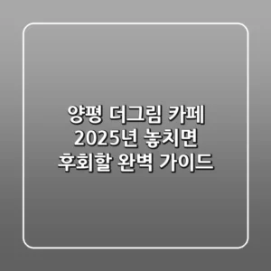 양평 더그림 카페 2025년, 놓치면 후회할 완벽 가이드