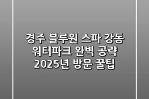 경주 블루원 스파? 강동 워터파크 완벽 공략! 2025년 방문 꿀팁