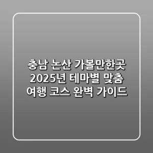충남 논산 가볼만한곳: 2025년 테마별 맞춤 여행 코스 완벽 가이드