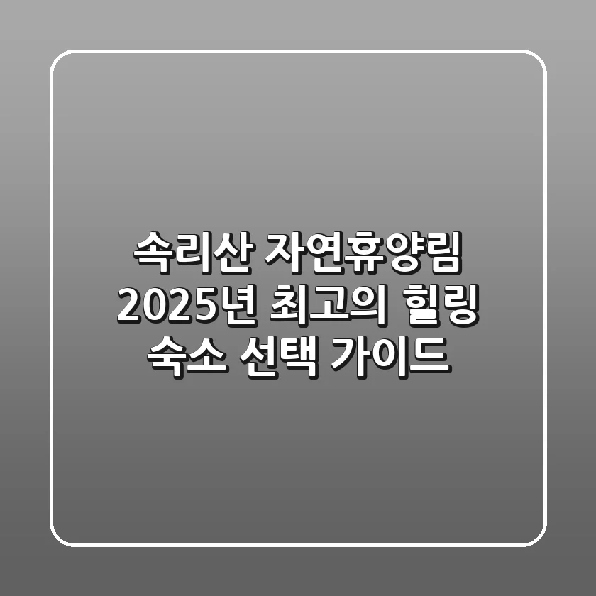 속리산 자연휴양림, 2025년 최고의 힐링 숙소 선택 가이드