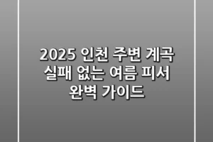 2025 인천 주변 계곡: 실패 없는 여름 피서 완벽 가이드