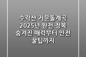 수락산 거문돌계곡 2025년 완전 정복: 숨겨진 매력부터 안전 꿀팁까지