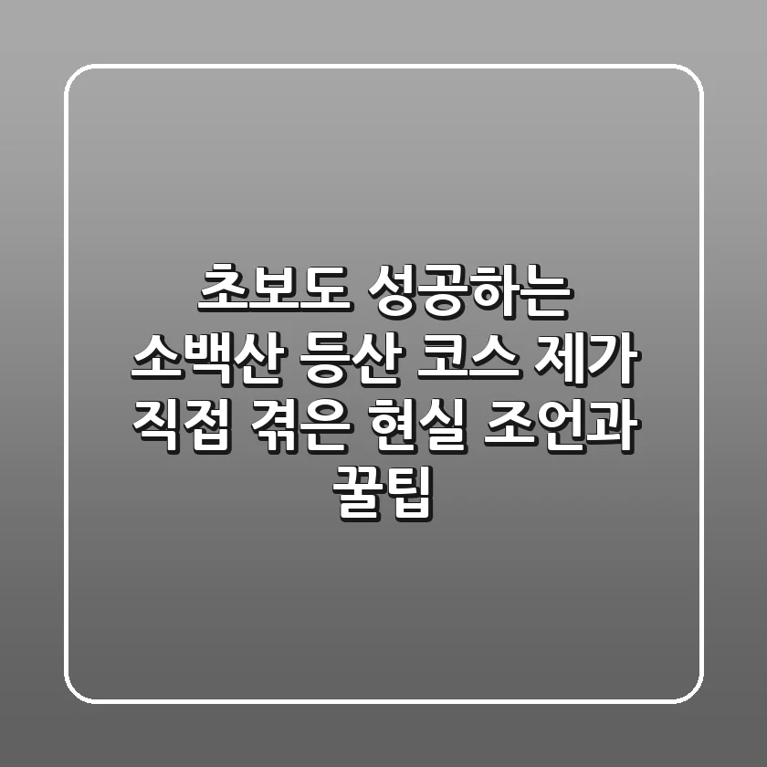 초보도 성공하는 소백산 등산 코스: 제가 직접 겪은 현실 조언과 꿀팁
