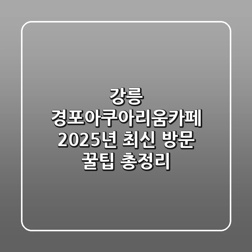 강릉 경포아쿠아리움카페, 2025년 최신 방문 꿀팁 총정리!