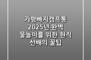 가평빠지캠프통, 2025년 완벽 물놀이를 위한 현직 선배의 꿀팁