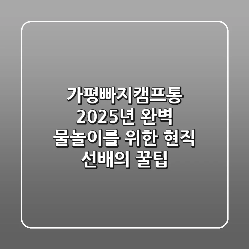 가평빠지캠프통, 2025년 완벽 물놀이를 위한 현직 선배의 꿀팁
