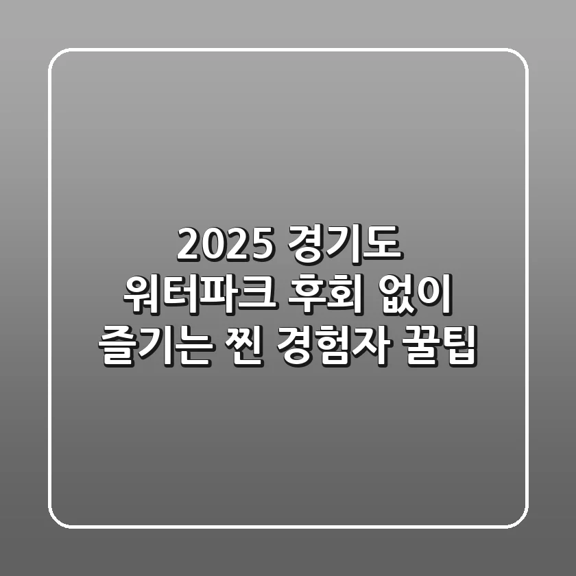2025 경기도 워터파크, 후회 없이 즐기는 찐 경험자 꿀팁!