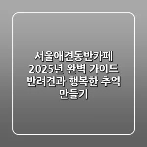 서울애견동반카페, 2025년 완벽 가이드: 반려견과 행복한 추억 만들기!