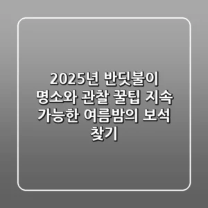 2025년 반딧불이 명소와 관찰 꿀팁: 지속 가능한 여름밤의 보석 찾기