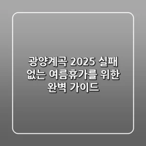 광양계곡 2025: 실패 없는 여름휴가를 위한 완벽 가이드