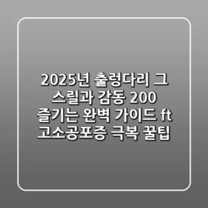 2025년 출렁다리, 그 스릴과 감동 200% 즐기는 완벽 가이드 (ft. 고소공포증 극복 꿀팁)