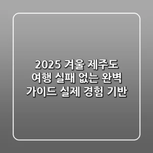 2025 겨울 제주도 여행, 실패 없는 완벽 가이드 (실제 경험 기반)