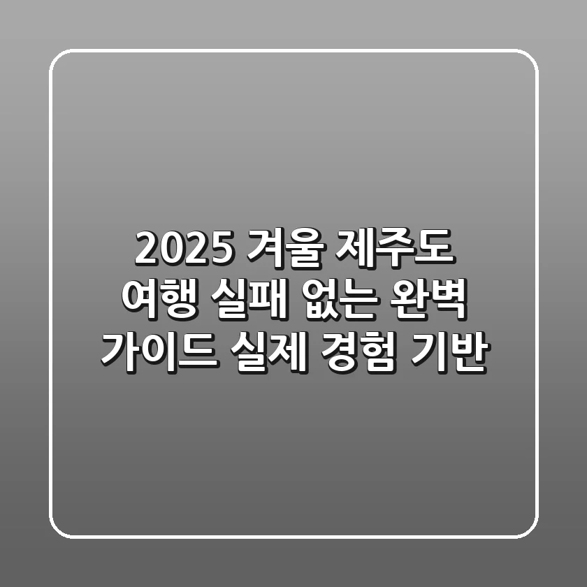 2025 겨울 제주도 여행, 실패 없는 완벽 가이드 (실제 경험 기반)