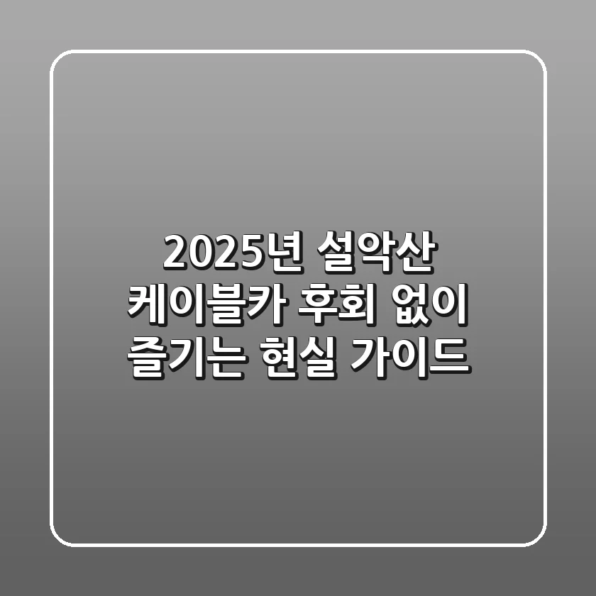 2025년 설악산 케이블카, 후회 없이 즐기는 현실 가이드
