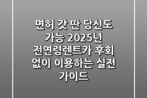 면허 갓 딴 당신도 가능! 2025년 전연령렌트카, 후회 없이 이용하는 실전 가이드