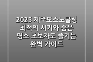 2025 제주도스노쿨링: 최적의 시기와 숨은 명소, 초보자도 즐기는 완벽 가이드