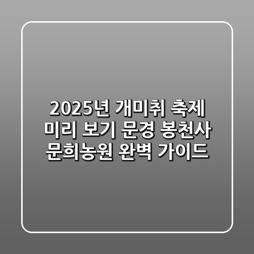 2025년 개미취 축제 미리 보기: 문경 봉천사 & 문희농원 완벽 가이드