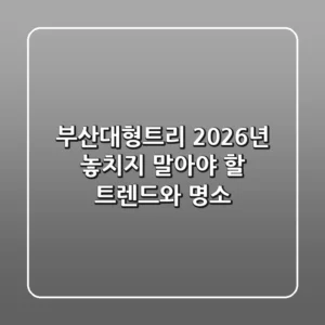 부산대형트리, 2026년 놓치지 말아야 할 트렌드와 명소