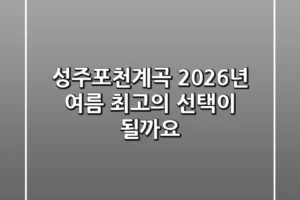 성주포천계곡, 2026년 여름 최고의 선택이 될까요?